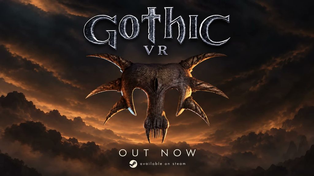 Logo Gothic VR z napisem Out now, available on Steam